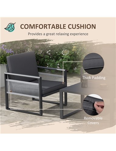 Outsunny Four-Piece Aluminium Garden Dining Set, with Cushions 84G-425V00CG