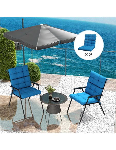 Outsunny Garden Seating Comfort: Plush Turquoise Cushions with Backrest Ties for Patio Bliss 84G-199V70TU - pic 98454 | FastDaddyshop
