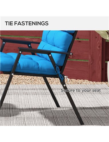 Outsunny Garden Seating Comfort: Plush Turquoise Cushions with Backrest Ties for Patio Bliss 84G-199V70TU