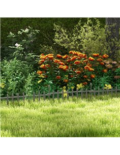 Outsunny 4PCs Wooden Garden Fencing Landscape Edging, Grey 844-813V00GY 2