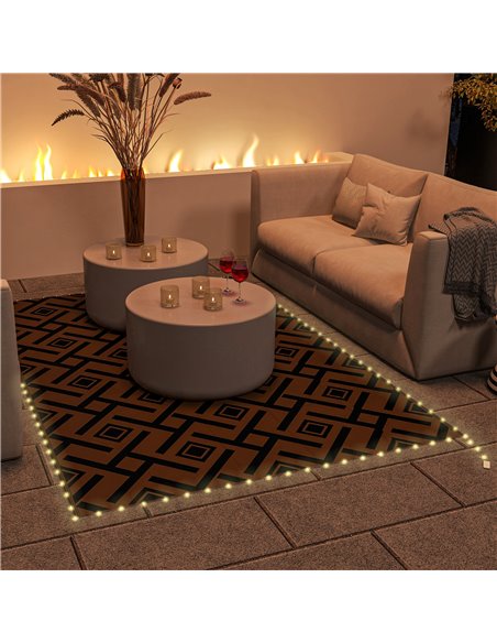 Outsunny Reversible RV Outdoor Rug with LED String Light, Plastic Straw, 182 x 274cm, Brown and Black 844-837V00MX - pic 98508 | FastDaddyshop