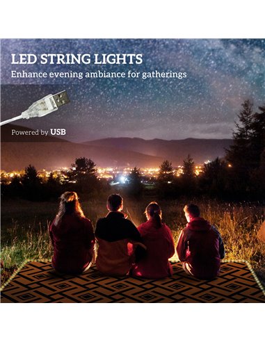 Outsunny Reversible RV Outdoor Rug with LED String Light, Plastic Straw, 182 x 274cm, Brown and Black 844-837V00MX