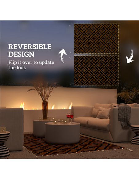 Outsunny Reversible RV Outdoor Rug with LED String Light, Plastic Straw, 182 x 274cm, Brown and Black 844-837V00MX - pic 98514 | FastDaddyshop