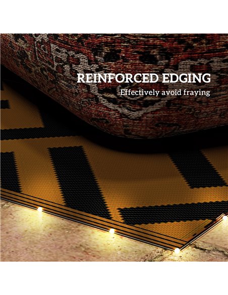 Outsunny Reversible RV Outdoor Rug with LED String Light, Plastic Straw, 182 x 274cm, Brown and Black 844-837V00MX - pic 98515 | FastDaddyshop