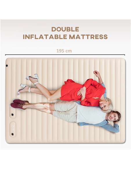 Outsunny Double Size Air Bed, with Built-in Foot Pump and Carry Bag, White A20-413V00WT - pic 98537 | FastDaddyshop