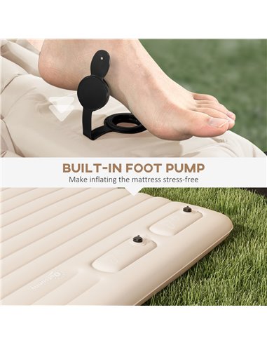 Outsunny Double Size Air Bed, with Built-in Foot Pump and Carry Bag, White A20-413V00WT