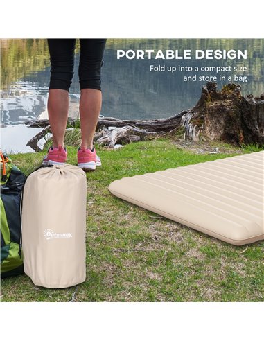 Outsunny Double Size Air Bed, with Built-in Foot Pump and Carry Bag, White A20-413V00WT