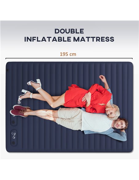 Outsunny Double Size Air Bed, with Built-in Foot Pump and Carry Bag, Blue A20-413V00BU - pic 98546 | FastDaddyshop