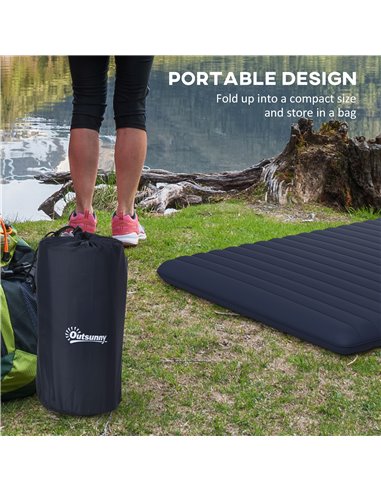 Outsunny Double Size Air Bed, with Built-in Foot Pump and Carry Bag, Blue A20-413V00BU