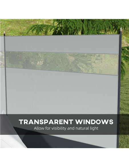 Outsunny Camping Windbreaker with Clear Windows, Carry Bag and Steel Poles, for Beach Caravan Campervan, 440 x 140cm, Grey A20-4 - pic 98566 | FastDaddyshop
