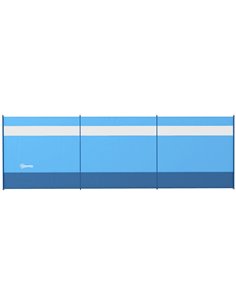 Outsunny Camping Windbreaker with Clear Windows, Carry Bag and Steel Poles, for Beach Caravan Campervan, 440 x 140cm, Blue A20-4