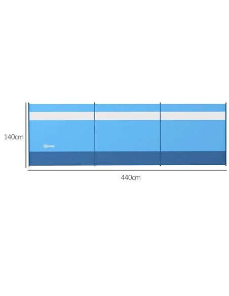 Outsunny Camping Windbreaker with Clear Windows, Carry Bag and Steel Poles, for Beach Caravan Campervan, 440 x 140cm, Blue A20-4 - pic 98572 | FastDaddyshop