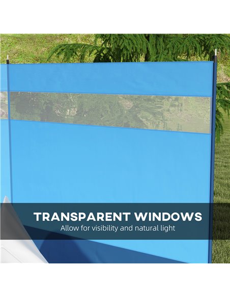 Outsunny Camping Windbreaker with Clear Windows, Carry Bag and Steel Poles, for Beach Caravan Campervan, 440 x 140cm, Blue A20-4 - pic 98575 | FastDaddyshop