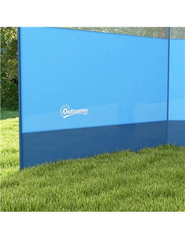 Outsunny Camping Windbreaker with Clear Windows, Carry Bag and Steel Poles, for Beach Caravan Campervan, 440 x 140cm, Blue A20-4