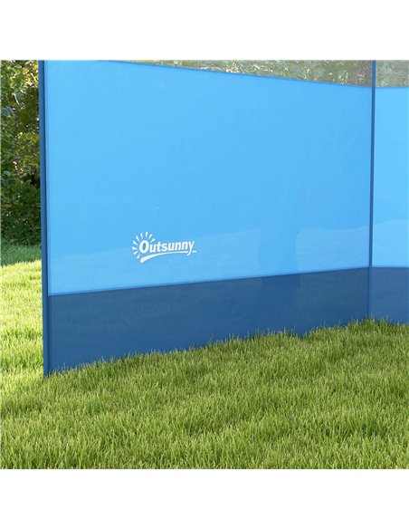 Outsunny Camping Windbreaker with Clear Windows, Carry Bag and Steel Poles, for Beach Caravan Campervan, 440 x 140cm, Blue A20-4 - pic 98578 | FastDaddyshop