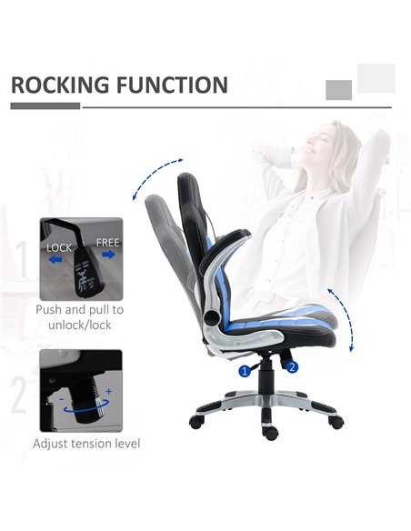 HOMCOM Racing Gaming Chair, PU Leather Computer Desk Chair, Height Adjustable Swivel Chair With Tilt Function and Flip Up Armres - pic 9863 | FastDaddyshop