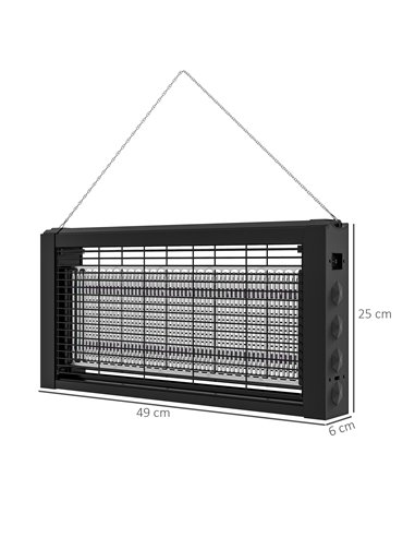 HOMCOM LED Bug Zapper, 8watt, Indoor Use, Efficient Electric Insect Killer, with Hanging Chain 849-023V70BK