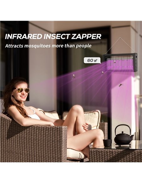 HOMCOM LED Bug Zapper, 8watt, Indoor Use, Efficient Electric Insect Killer, with Hanging Chain 849-023V70BK - pic 98645 | FastDaddyshop