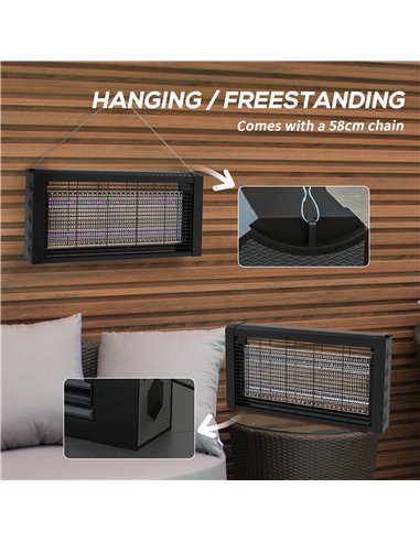 HOMCOM LED Bug Zapper, 8watt, Indoor Use, Efficient Electric Insect Killer, with Hanging Chain 849-023V70BK