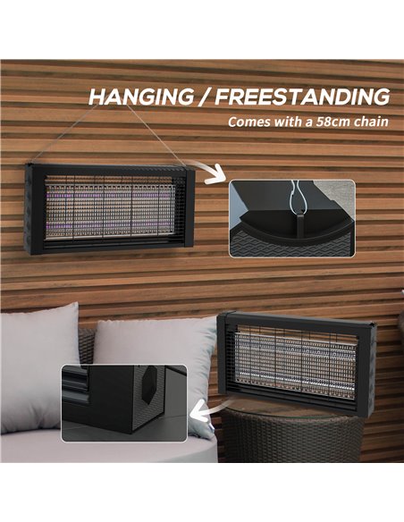 HOMCOM LED Bug Zapper, 8watt, Indoor Use, Efficient Electric Insect Killer, with Hanging Chain 849-023V70BK - pic 98647 | FastDaddyshop
