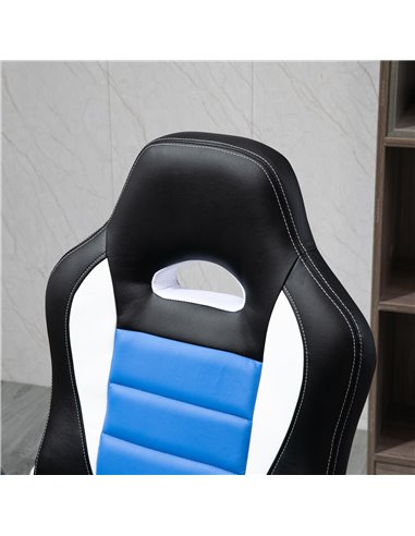 HOMCOM Racing Gaming Chair, PU Leather Computer Desk Chair, Height Adjustable Swivel Chair With Tilt Function and Flip Up Armres