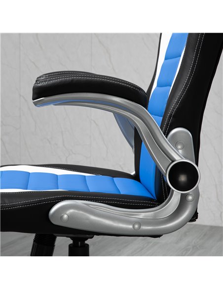 HOMCOM Racing Gaming Chair, PU Leather Computer Desk Chair, Height Adjustable Swivel Chair With Tilt Function and Flip Up Armres - pic 9867 | FastDaddyshop