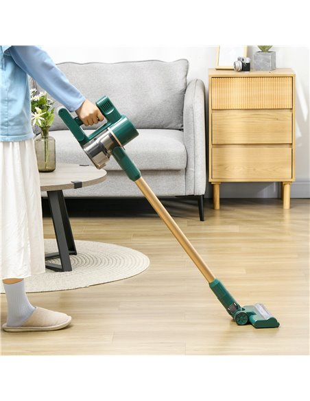 HOMCOM Cordless Rechargeable Stick 2500rpm Vacuum, with Accessories - Green 852-020V70GN - pic 98697 | FastDaddyshop