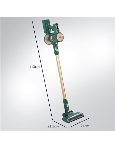 HOMCOM Cordless Rechargeable Stick 2500rpm Vacuum, with Accessories - Green 852-020V70GN - pic 98698 | FastDaddyshop