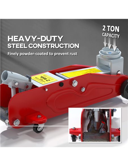 HOMCOM Low Profile Jack, 2 Ton Hydraulic Car Jack for Car Trailer Garage Tyre Repair, Red C20-056V00RD - pic 98727 | FastDaddyshop