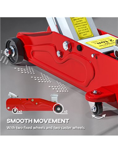 HOMCOM Low Profile Jack, 2 Ton Hydraulic Car Jack for Car Trailer Garage Tyre Repair, Red C20-056V00RD