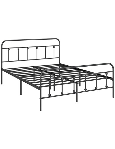HOMCOM 5ft King Platform Bed Frame with Underbed Storage Tall Headboard Steel Slat No Box Spring Needed Easy Assembly Black 831- - pic 98750 | FastDaddyshop