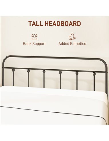 HOMCOM 5ft King Platform Bed Frame with Underbed Storage Tall Headboard Steel Slat No Box Spring Needed Easy Assembly Black 831-