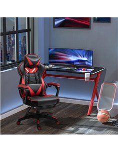 Vinsetto Ergonomic Racing Gaming Chair with Headrest, Lumbar Support, Retractable Footrest, Red 2