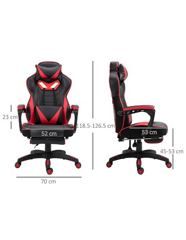 Vinsetto Ergonomic Racing Gaming Chair Office Desk Chair Adjustable Height Recliner with Wheels, Headrest, Lumbar Support, Retra