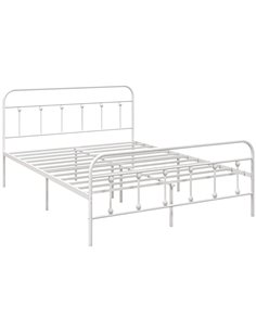 HOMCOM 4ft Double Platform Bed Frame with Underbed Storage Tall Headboard Steel Slat No Box Spring Needed Easy Assembly White 83