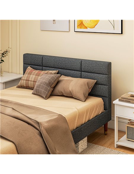 HOMCOM 4ft5 Upholstered Double Platform Bed Frame with Underbed Storage Tufted Headboard Wood Slat No Box Spring Needed 831-798V - pic 98793 | FastDaddyshop