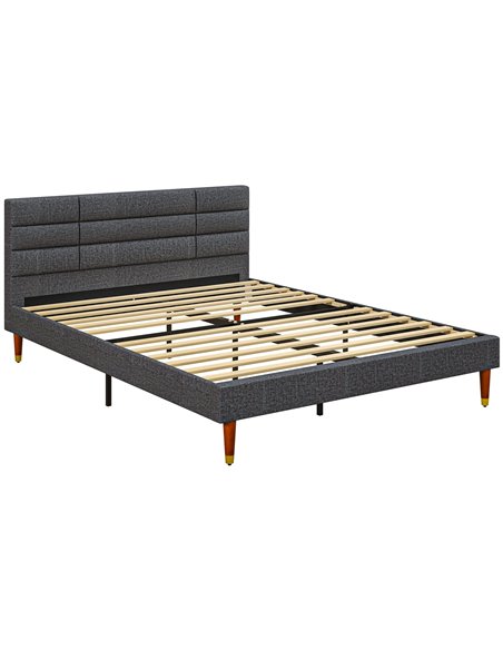 HOMCOM Upholstered King Bed Frame, with Slats - Grey 831-798V73GY - pic 98795 | FastDaddyshop