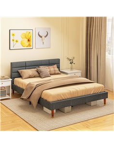 HOMCOM Upholstered King Bed Frame, with Slats - Grey 831-798V73GY 2