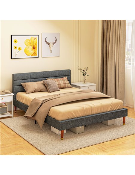 HOMCOM Upholstered King Bed Frame, with Slats - Grey 831-798V73GY - pic 98796 | FastDaddyshop