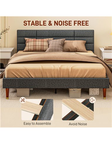 HOMCOM Upholstered King Bed Frame, with Slats - Grey 831-798V73GY