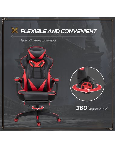 Vinsetto Ergonomic Racing Gaming Chair Office Desk Chair Adjustable Height Recliner with Wheels, Headrest, Lumbar Support, Retra