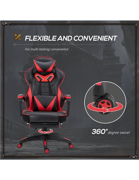 Vinsetto Ergonomic Racing Gaming Chair Office Desk Chair Adjustable Height Recliner with Wheels, Headrest, Lumbar Support, Retra - pic 9880 | FastDaddyshop