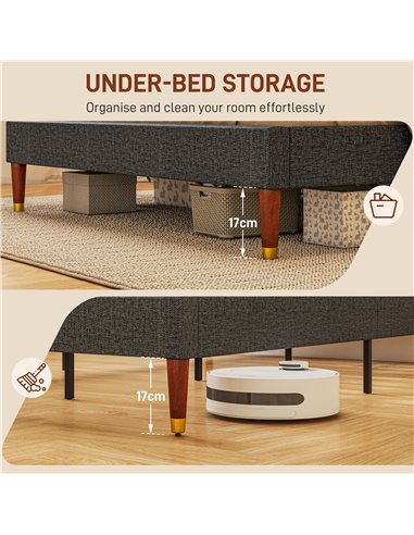 HOMCOM Upholstered King Bed Frame, with Slats - Grey 831-798V73GY