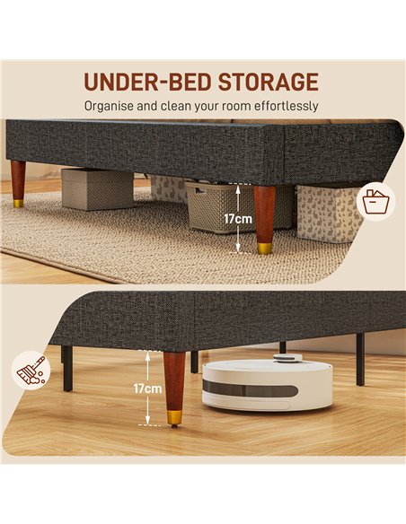 HOMCOM Upholstered King Bed Frame, with Slats - Grey 831-798V73GY - pic 98800 | FastDaddyshop