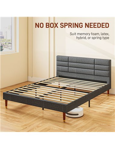 HOMCOM Upholstered King Bed Frame, with Slats - Grey 831-798V73GY