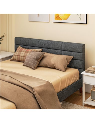 HOMCOM Upholstered King Bed Frame, with Slats - Grey 831-798V73GY