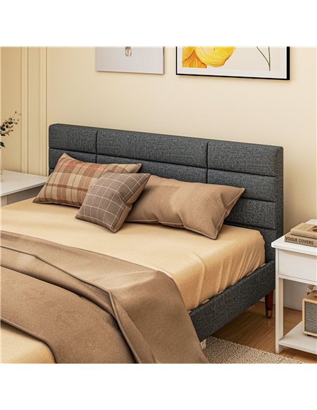 HOMCOM Upholstered King Bed Frame, with Slats - Grey 831-798V73GY - pic 98802 | FastDaddyshop