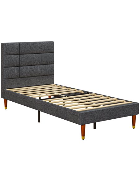 HOMCOM Upholstered Single Bed Frame, with Slats - Grey 831-798V71GY - pic 98804 | FastDaddyshop