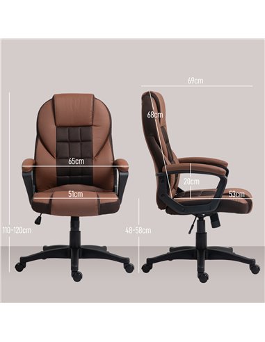 HOMCOM Faux Leather Office Chair - Brown 921-733V70BN