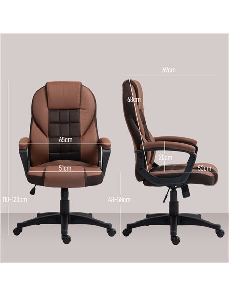 HOMCOM Faux Leather Office Chair - Brown 921-733V70BN - pic 98833 | FastDaddyshop
